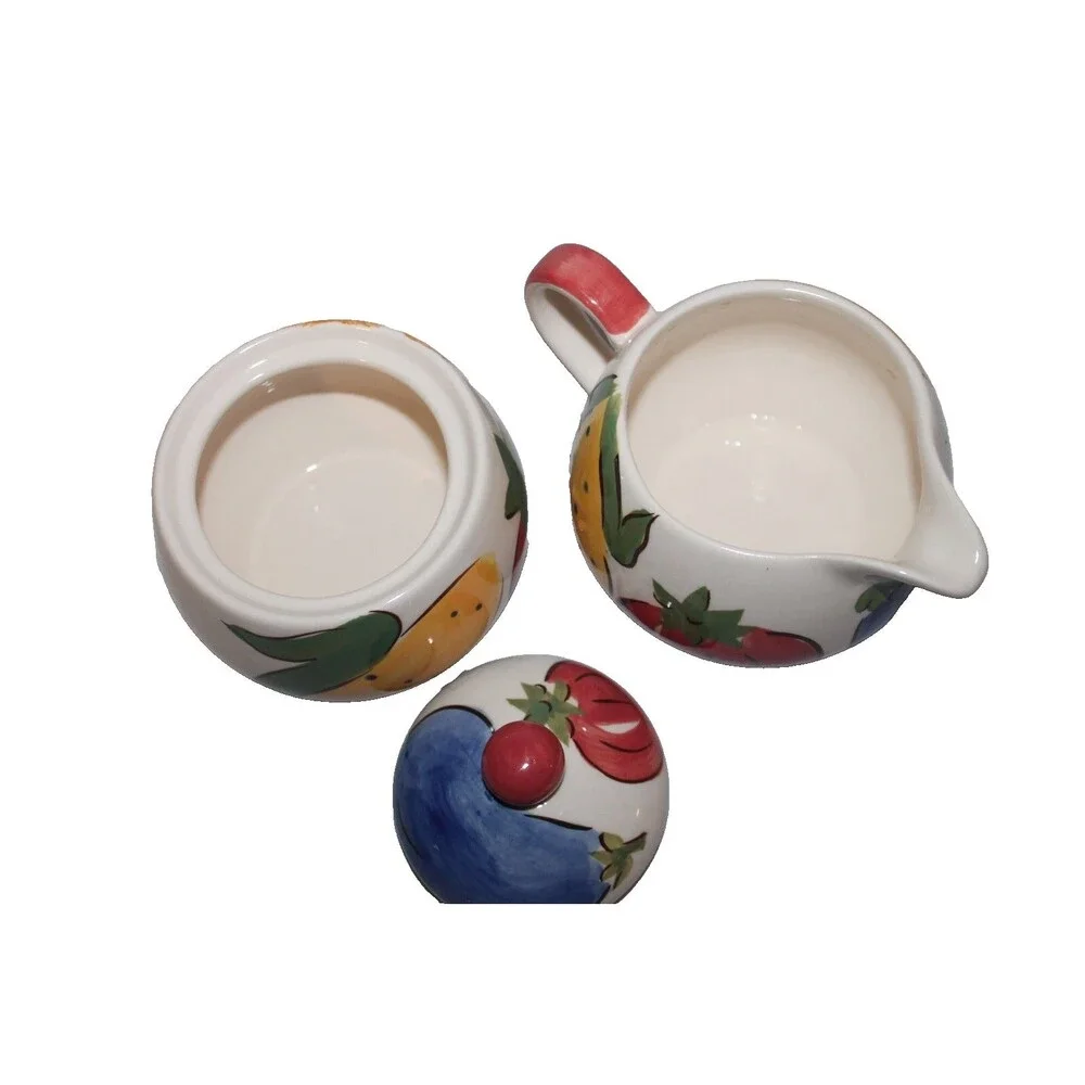 Vintage Herman Dodge & Son 1980's Creamer & Sugar Bowl Ceramic Hand Painted
